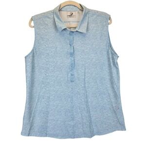 FORAY GOLF Women Sleeveless Polo Shirt XL Blue Heathered Athleisure Sport Active